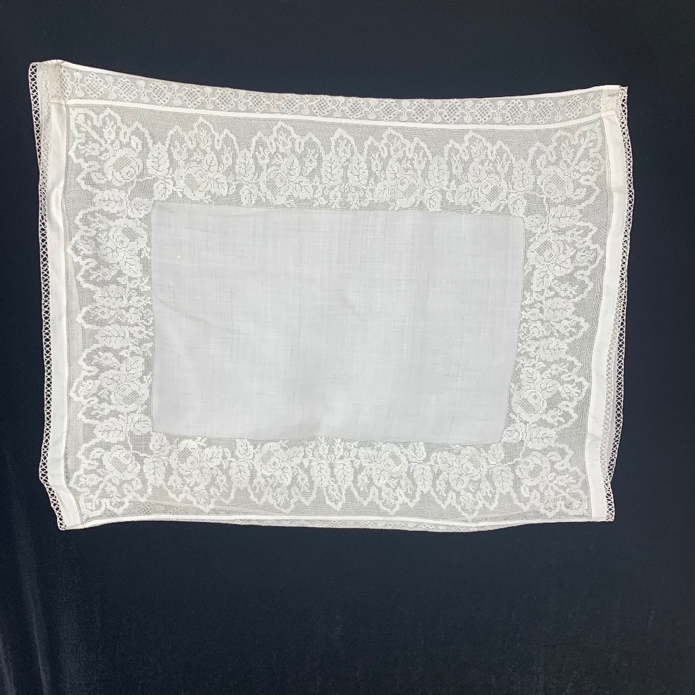 Antique White Linen and Lace Pillow Case 19 X 24in Open Ends Excellent Condition